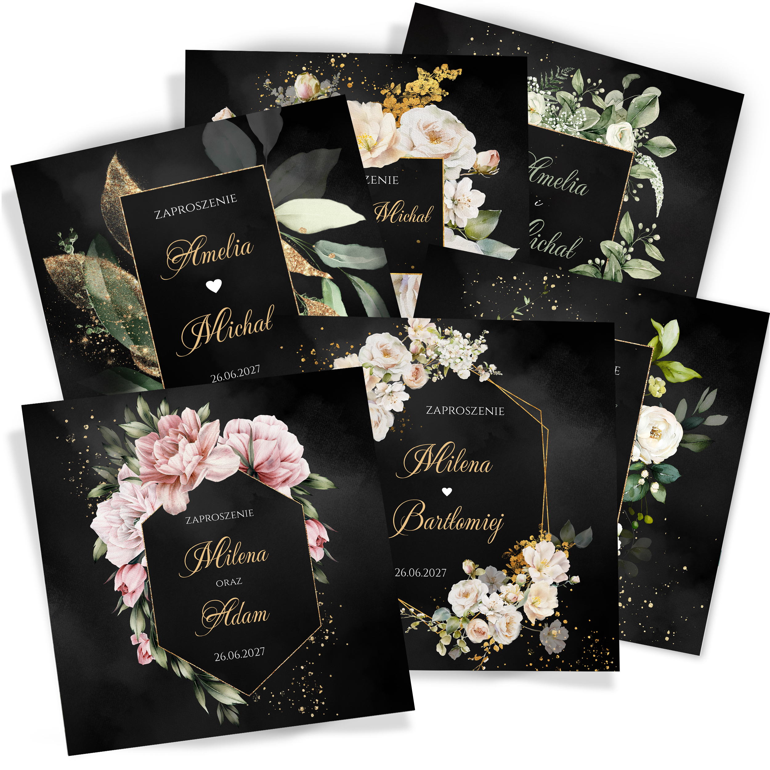 Próbki Zaproszenia Ślubne Emilia 6szt K18
