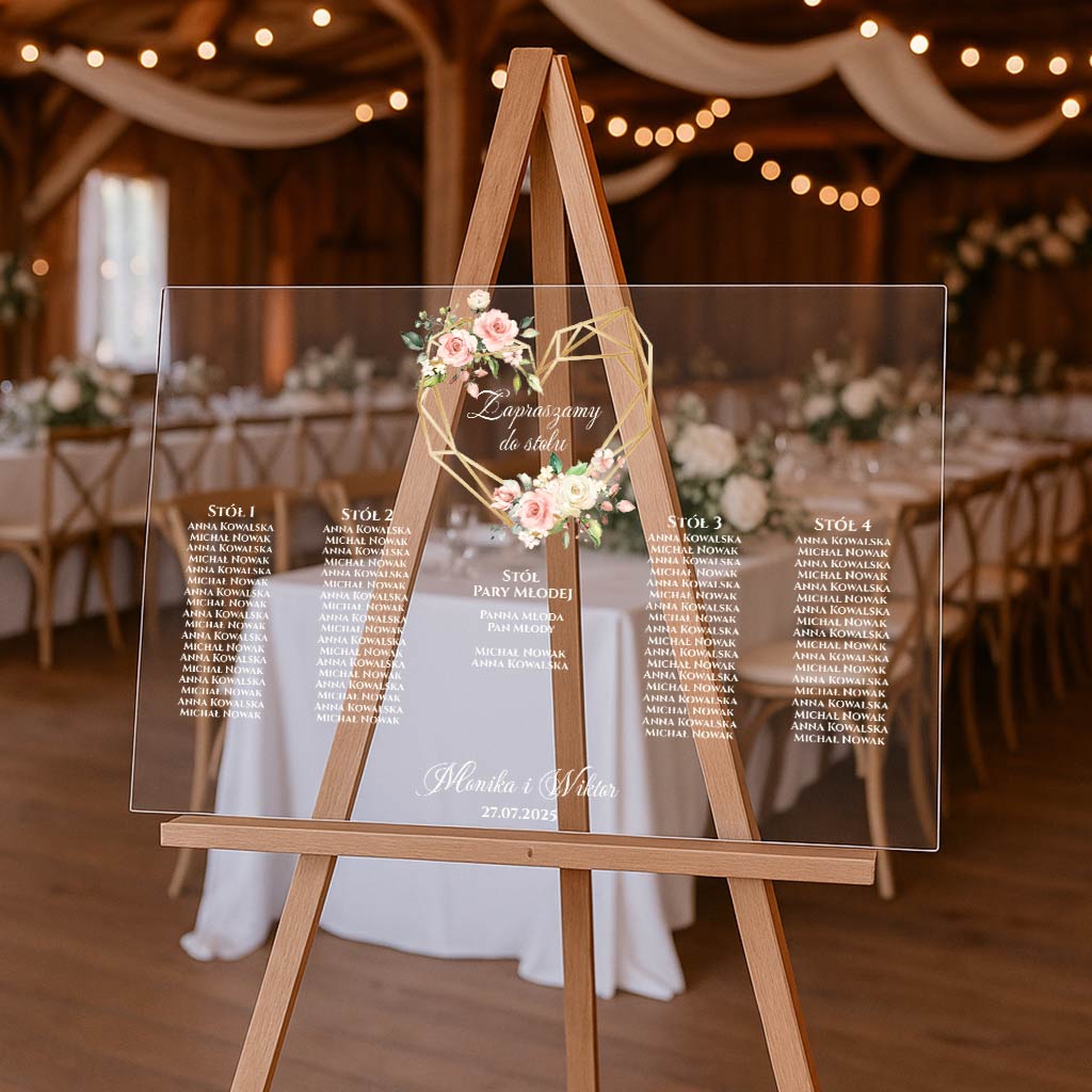 Akrylowa tablica z usadzeniem gości 90x60cm POZIOM - Ariana2