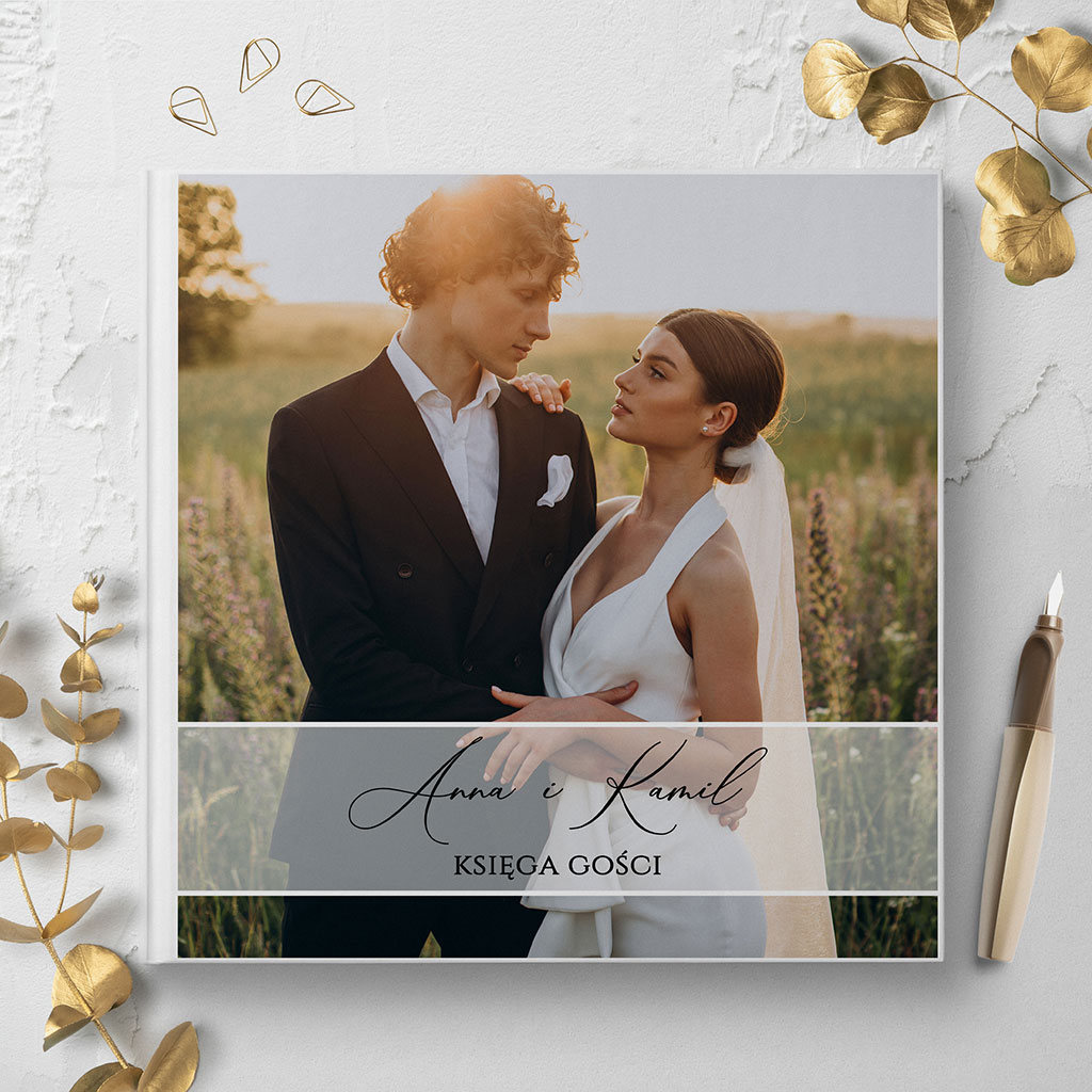 Księga gości weselnych - białe/czarne karty - ze zdjęciem