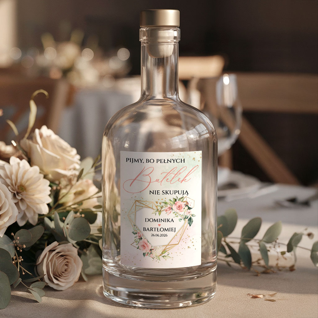 Naklejki na wódkę weselną 8szt - Adela