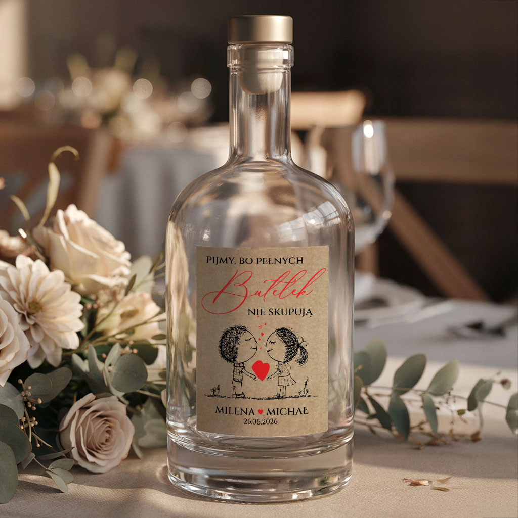 Naklejki na wódkę weselną 8szt - Ludki