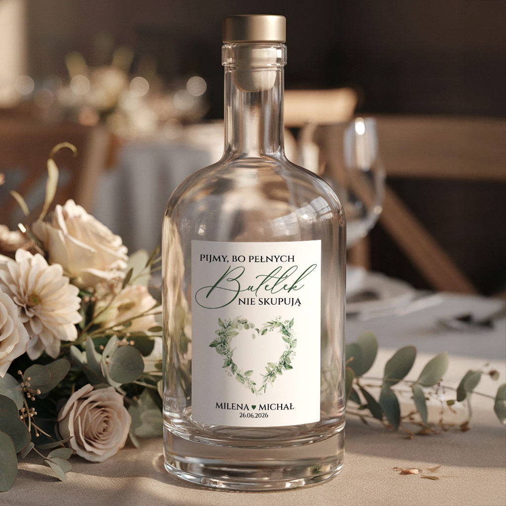 Naklejki na wódkę weselną 8szt - Gipsówka