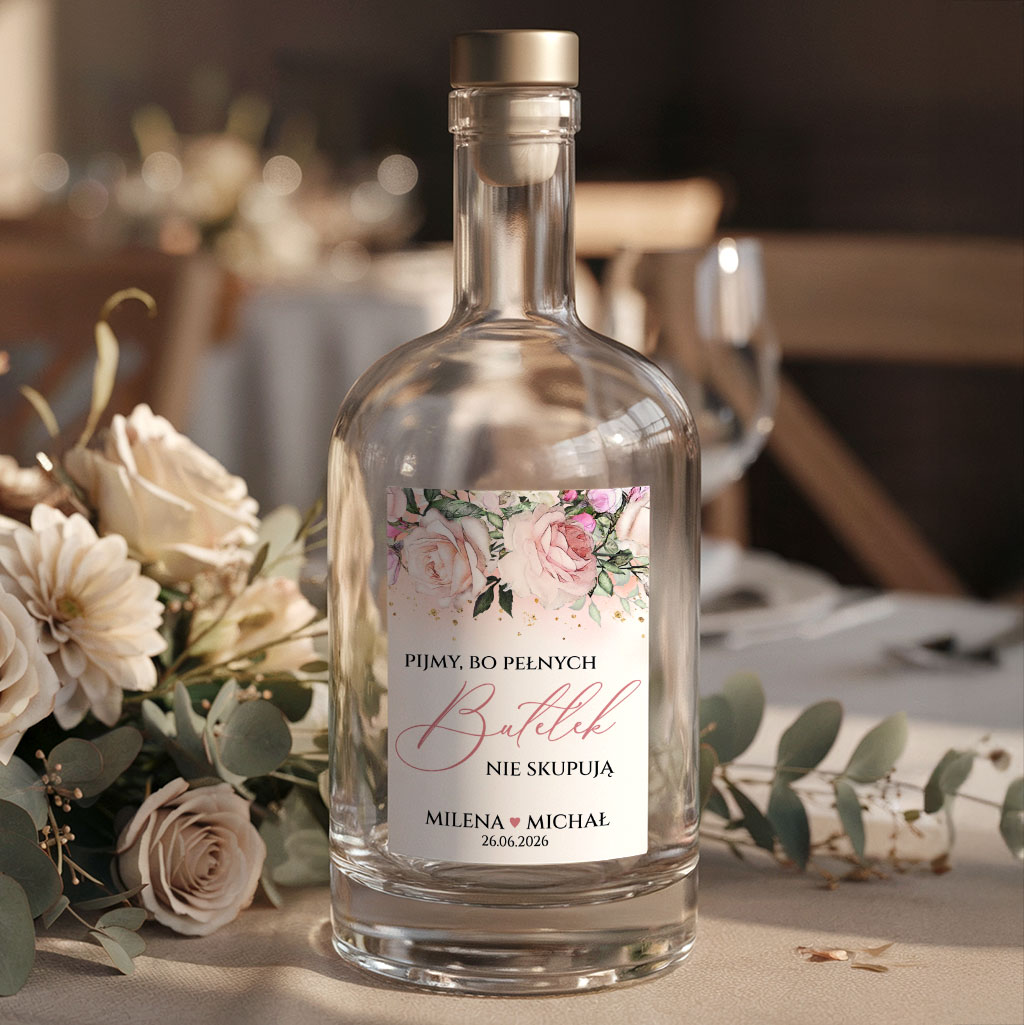 Naklejki na butelki weselne 8szt - Irma
