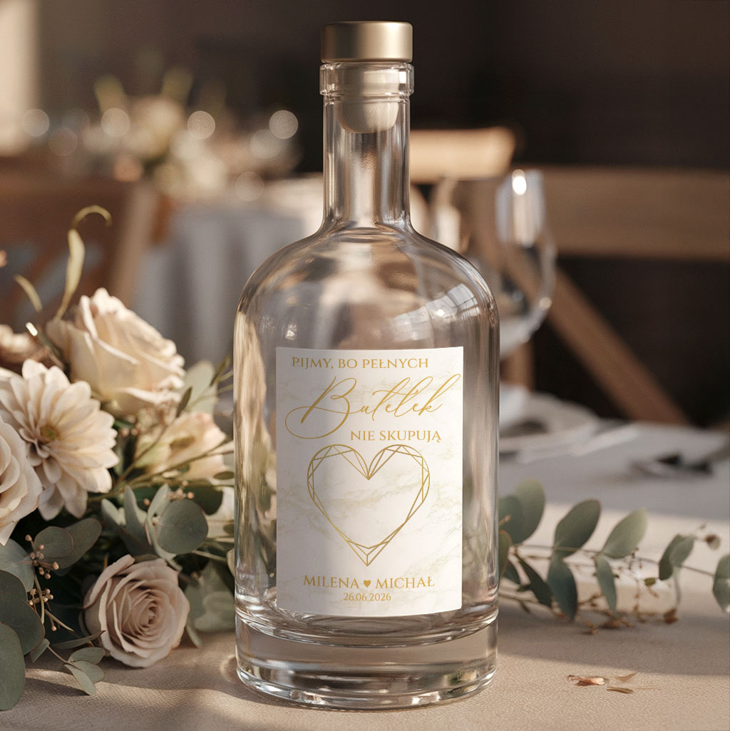 Naklejki na wódkę weselną 8szt - Marmurkowa