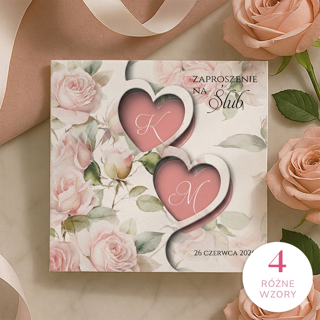 Zaproszenia ślubne wycinane serca - Diana2