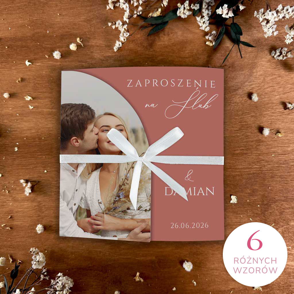 Zaproszenia ślubne składane ze zdjęciem - Melania