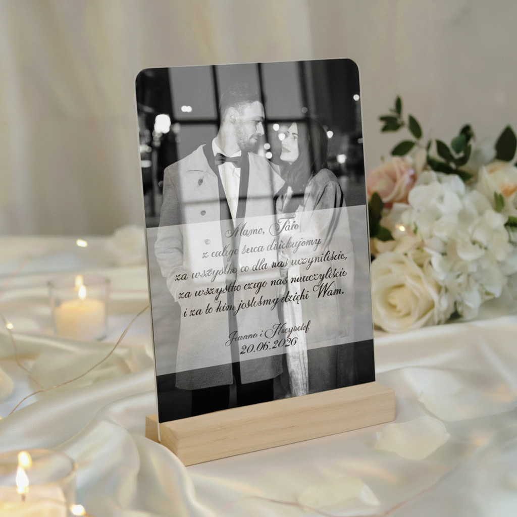 Podziękowania dla Rodziców ze zdjęciem - pleksi A5