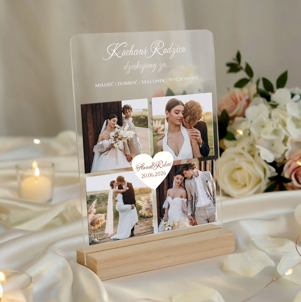Podziękowania dla rodziców na szkle akrylowym