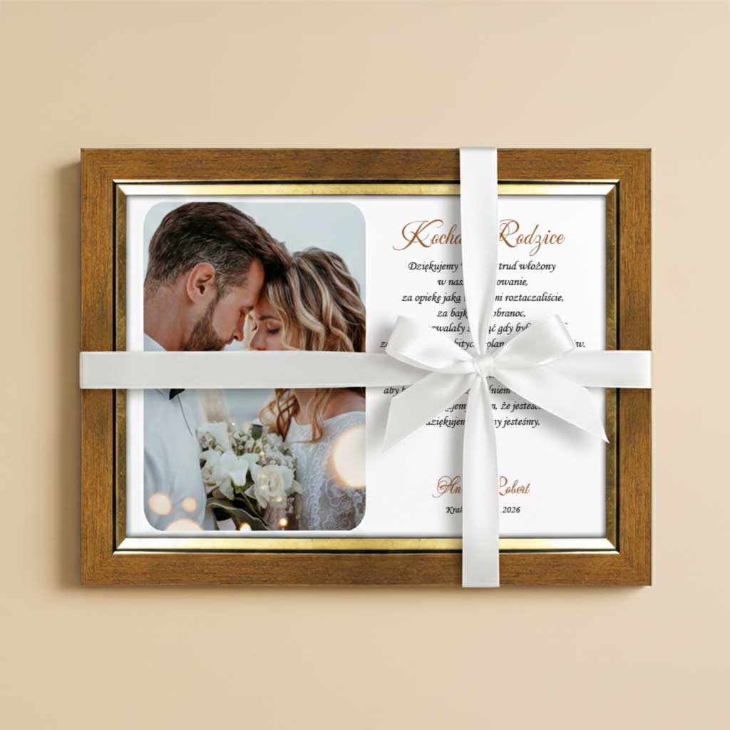 Podziękowania dla Rodziców ze zdjęciem - ozdobna ramka A3