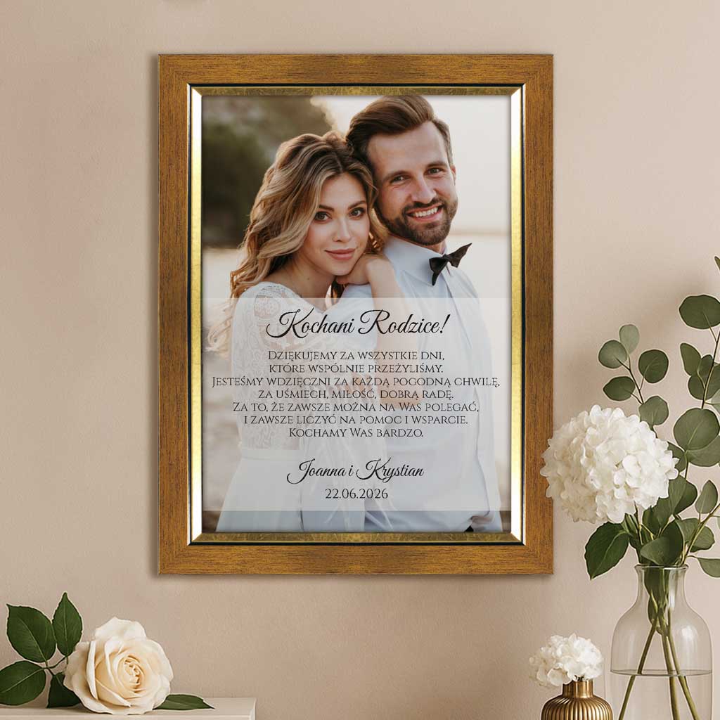 Podziękowania dla rodziców w ramce
