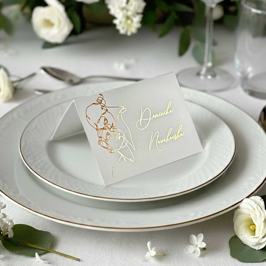 Złocone winietki na stół - Freja