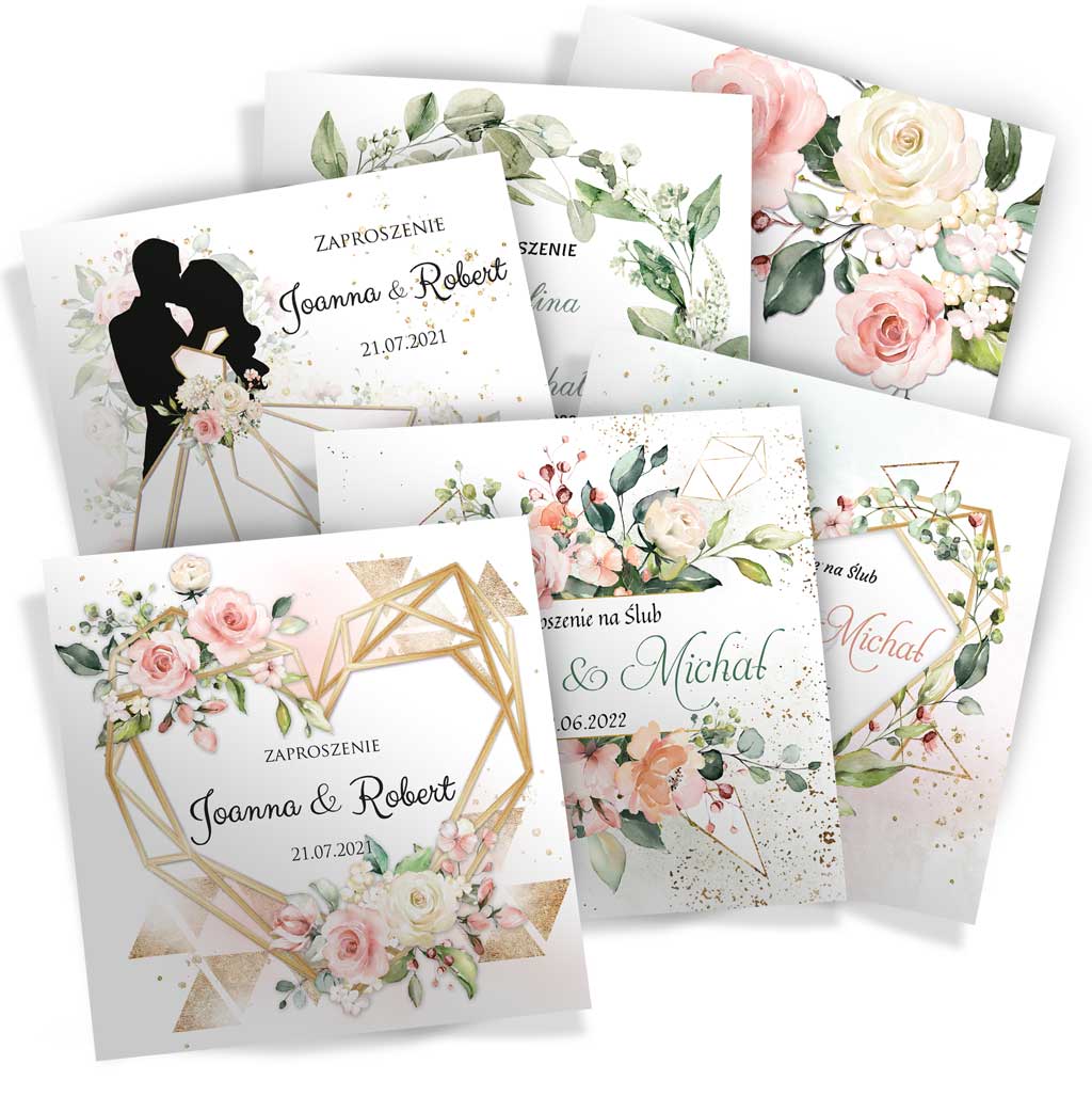 Próbki Zaproszenia Ślubne Mix Jasne 6szt