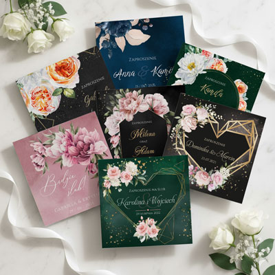 Zaproszenie ślubne z ciemnym tłem
