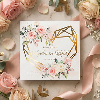 Zaproszenia ślubne złocone