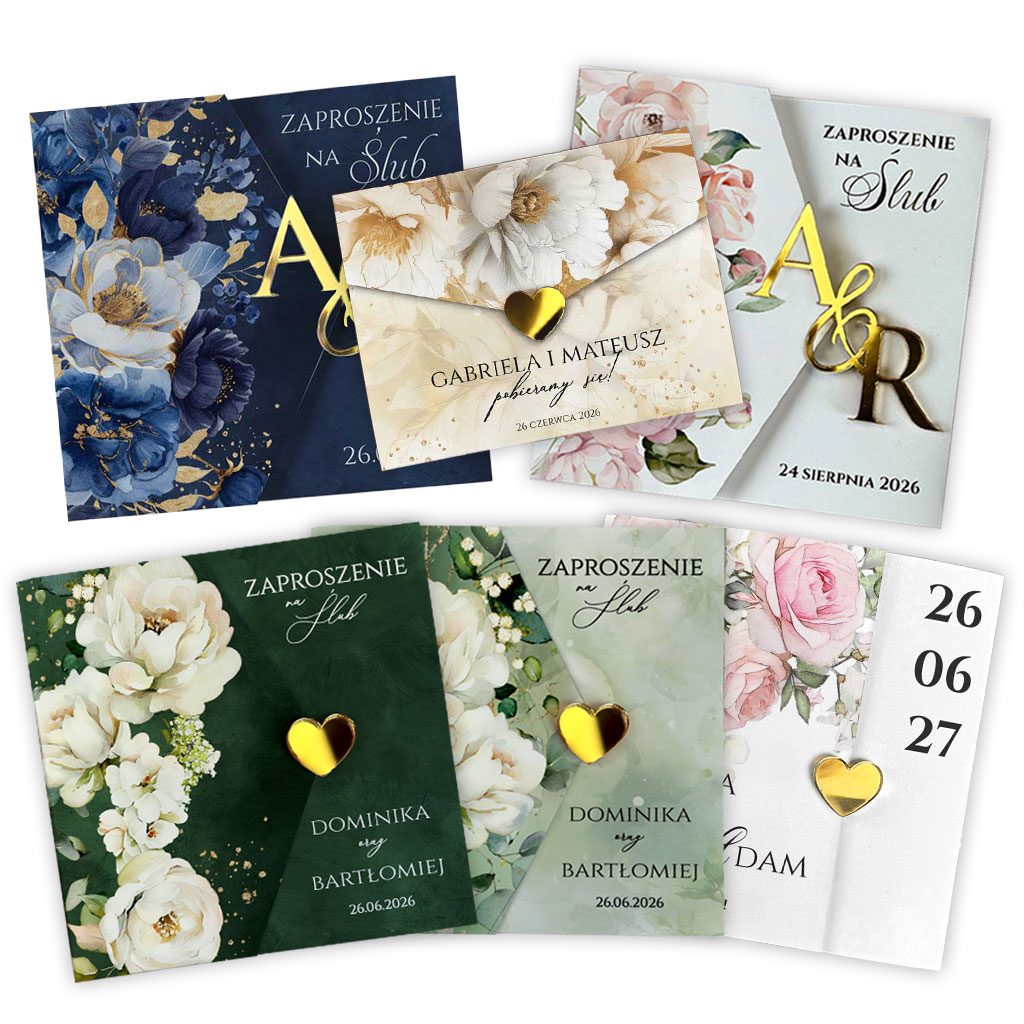Próbki Zaproszenia Ślubne 6szt K19