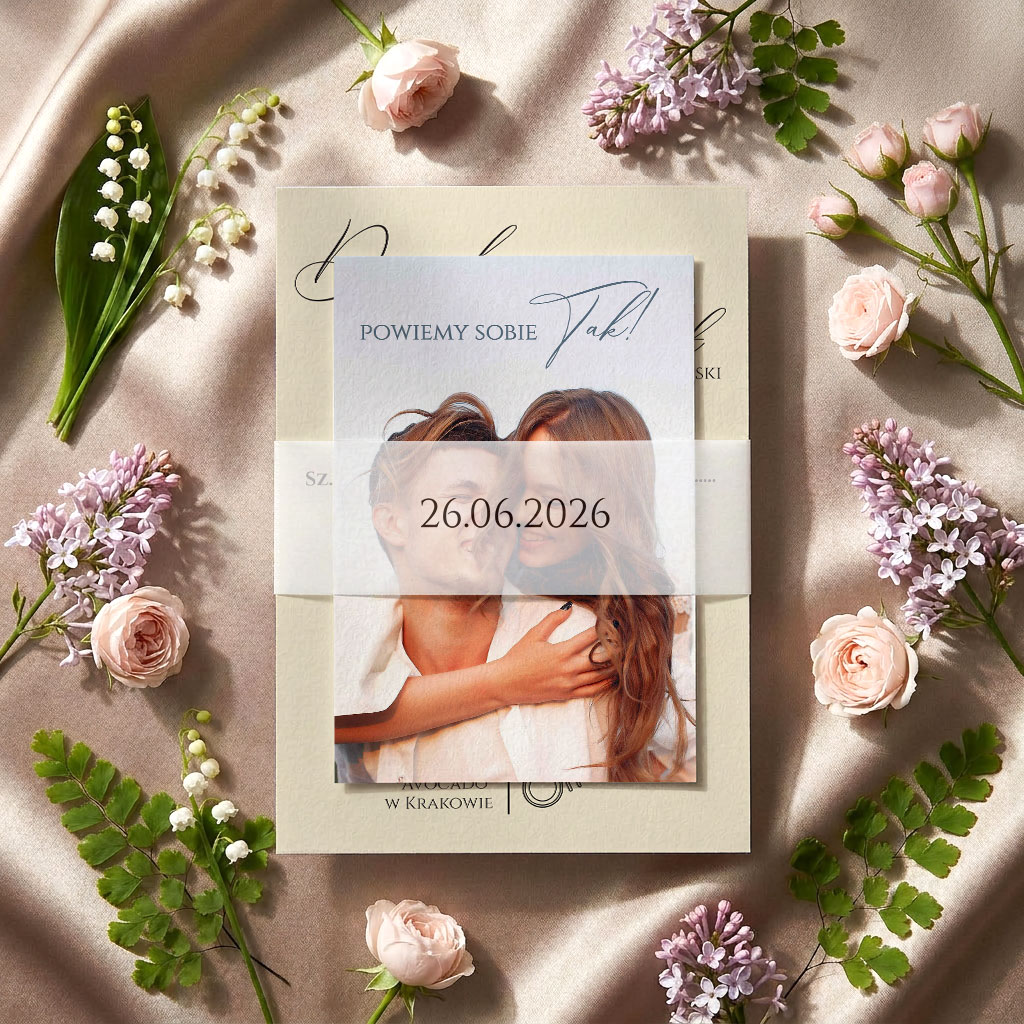 Zaproszenia ślubne z opaską - Eliana