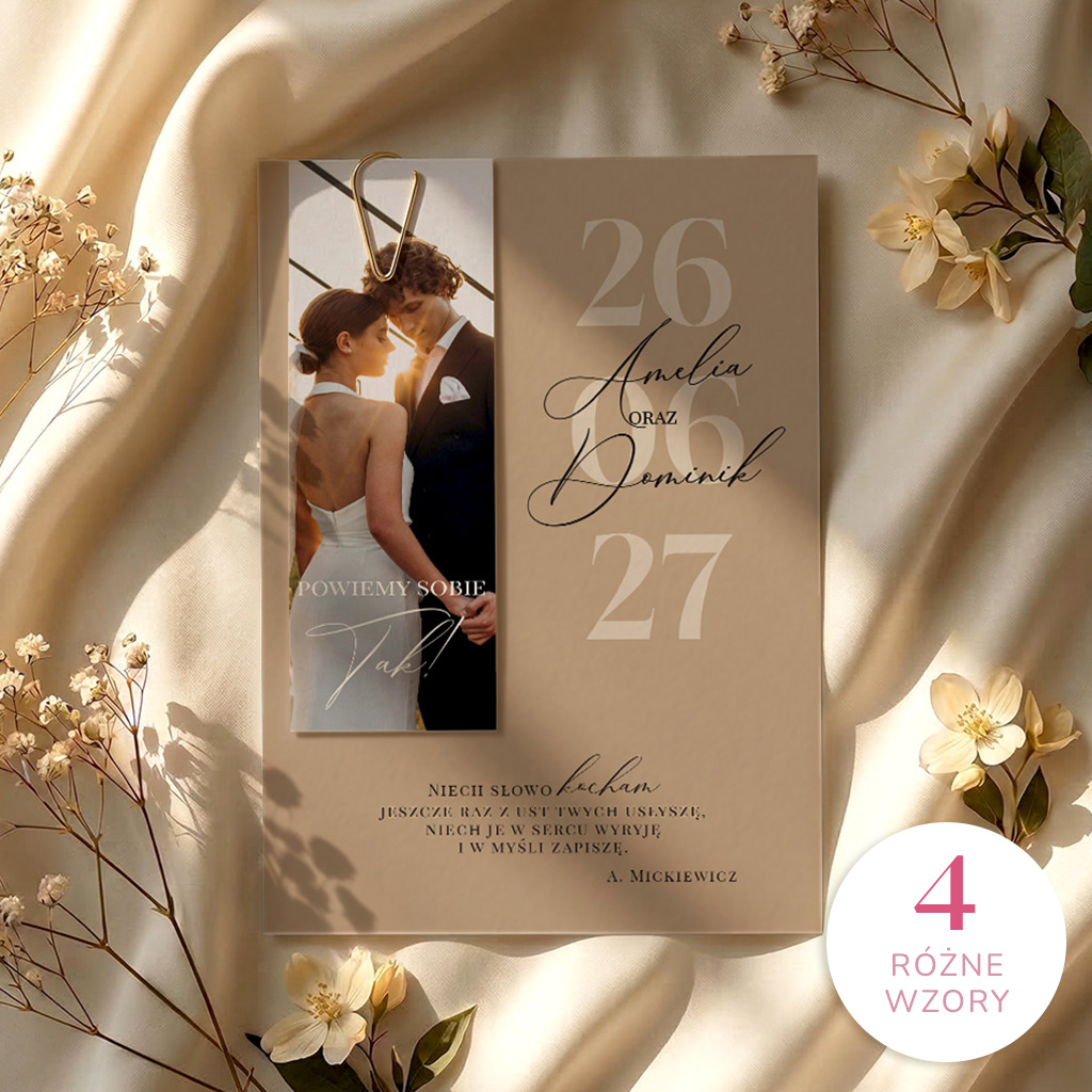 Zaproszenia ślubne ze zdjęciem - Lila