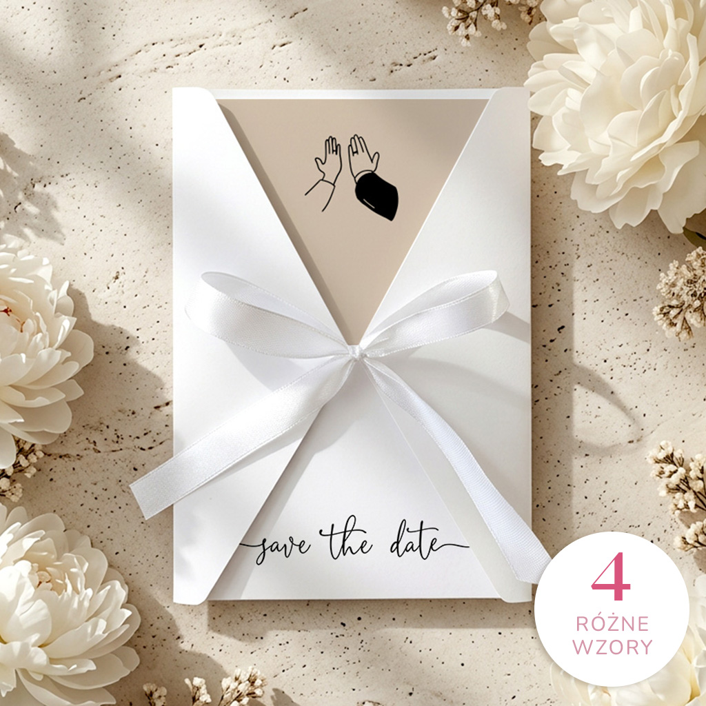 Zaproszenia ślubne w ozdobnej kopercie ze wstążką - Anika