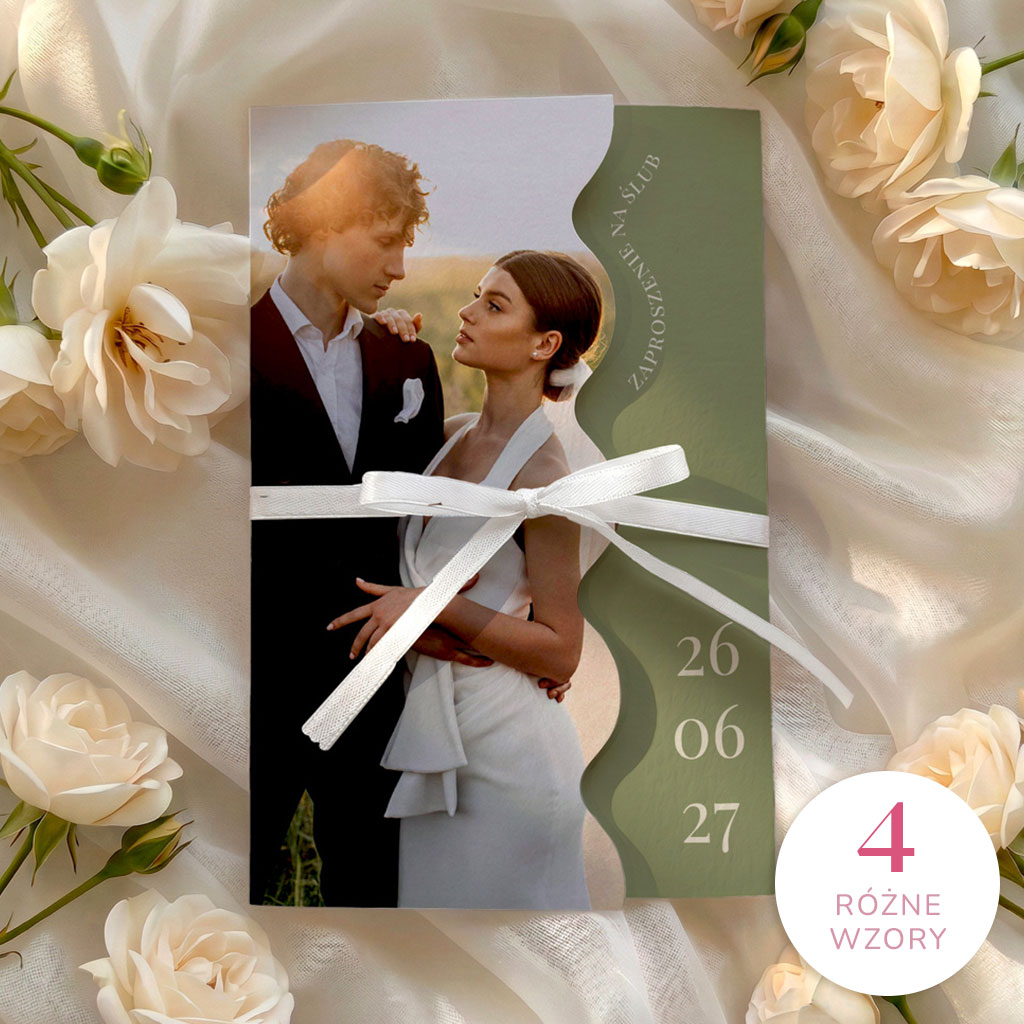 Zaproszenia ślubne falowane ze zdjęciem - Larysa2
