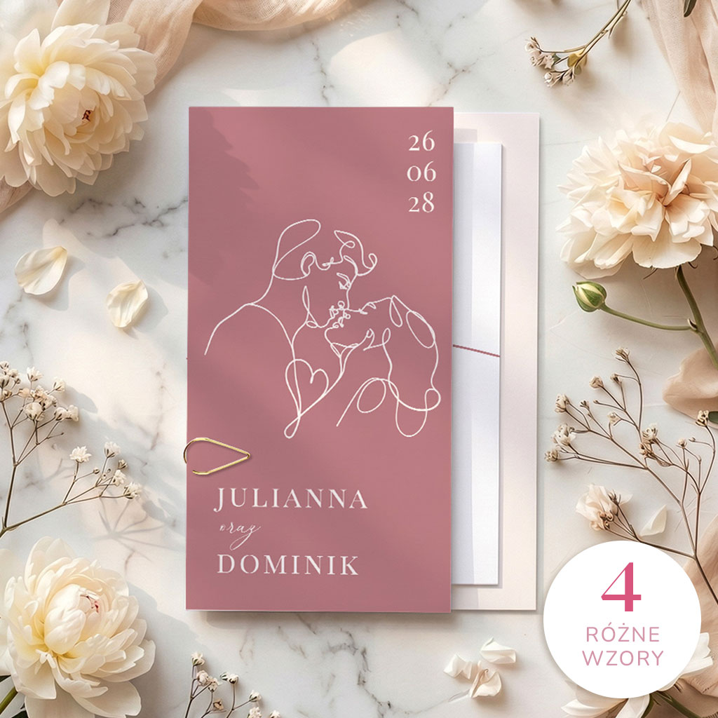 Zaproszenia ślubne ze spinaczem - Paola