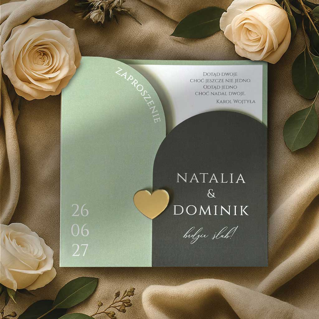 Złocone zaproszenia Ślubne - Penelopa