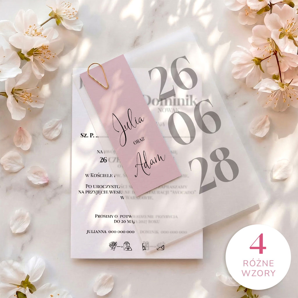 Zaproszenia ślubne z kalką - Artemis