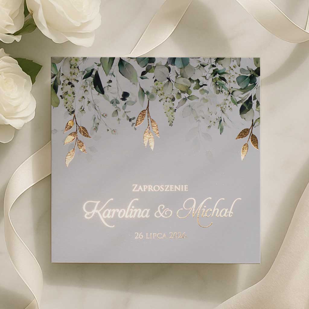 Złocone zaproszenia Ślubne - Elza1