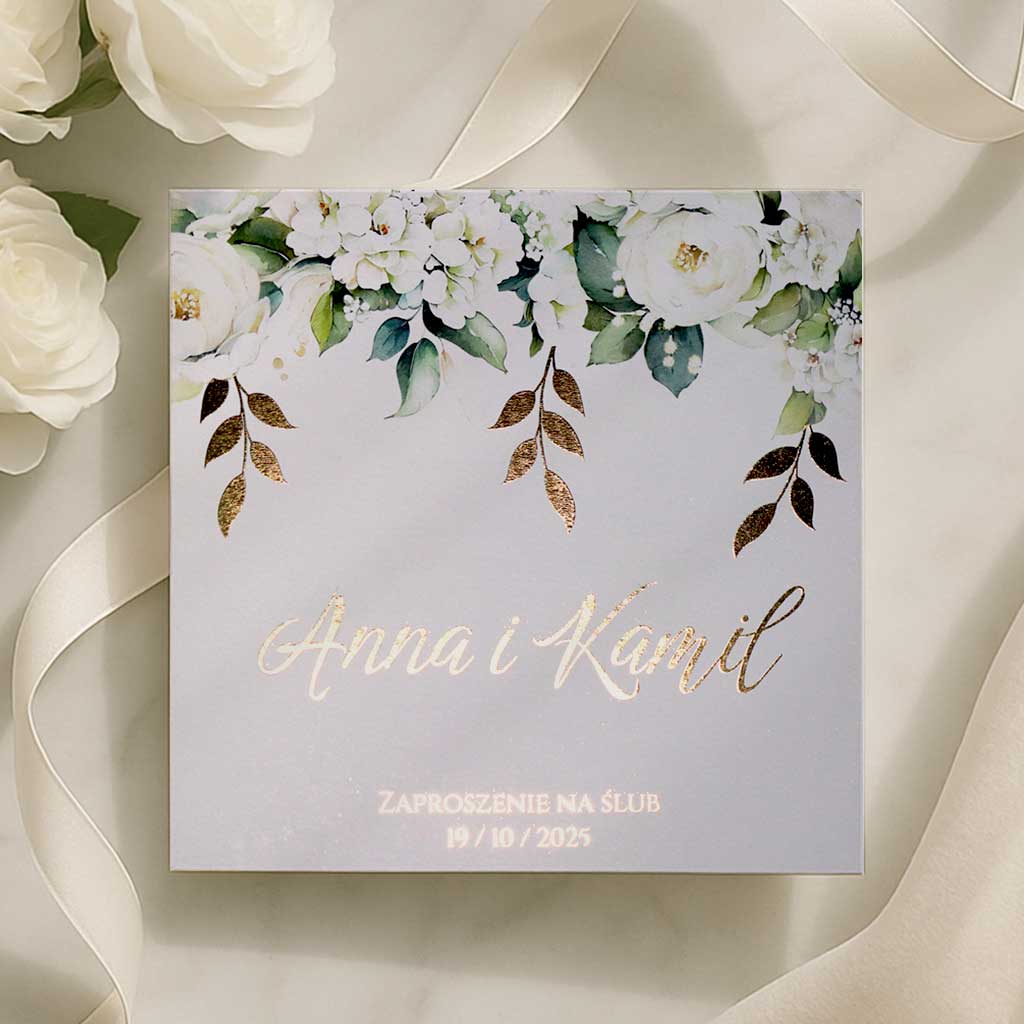Złocone zaproszenia Ślubne - Elza2