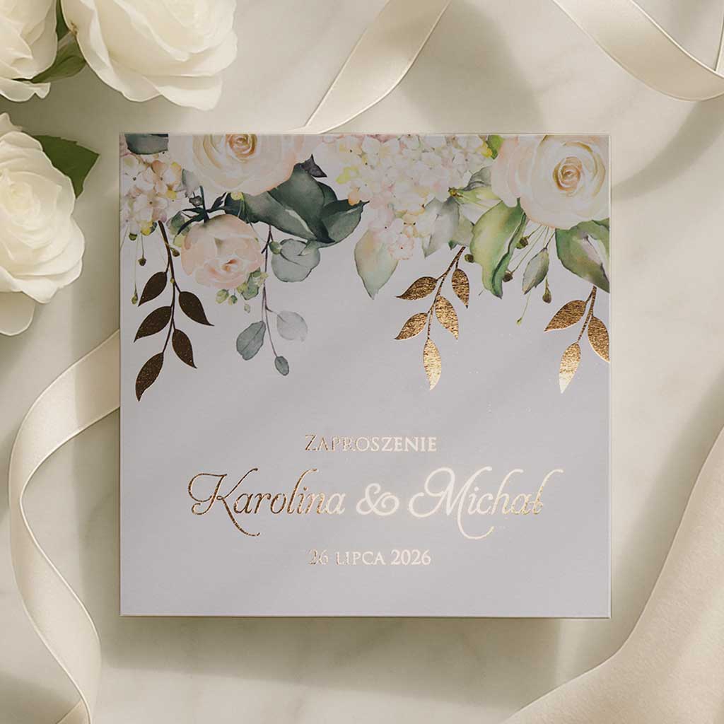 Złocone zaproszenia Ślubne - Elza4