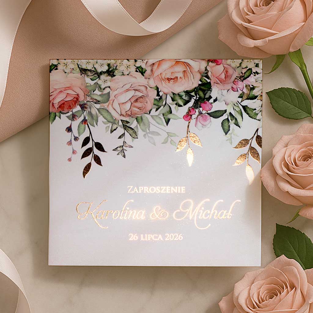 Złocone zaproszenia Ślubne - Elza7