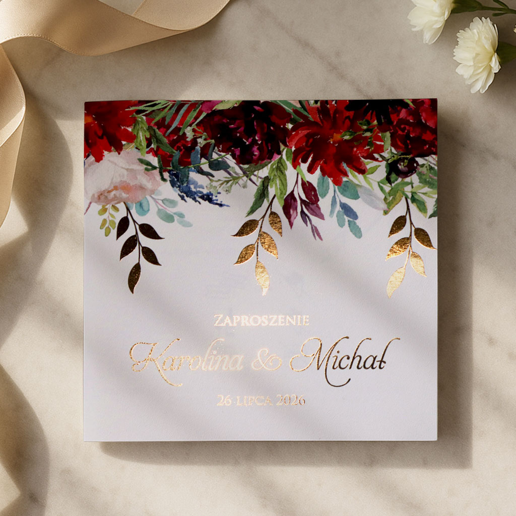 Złocone zaproszenia Ślubne - Elza8