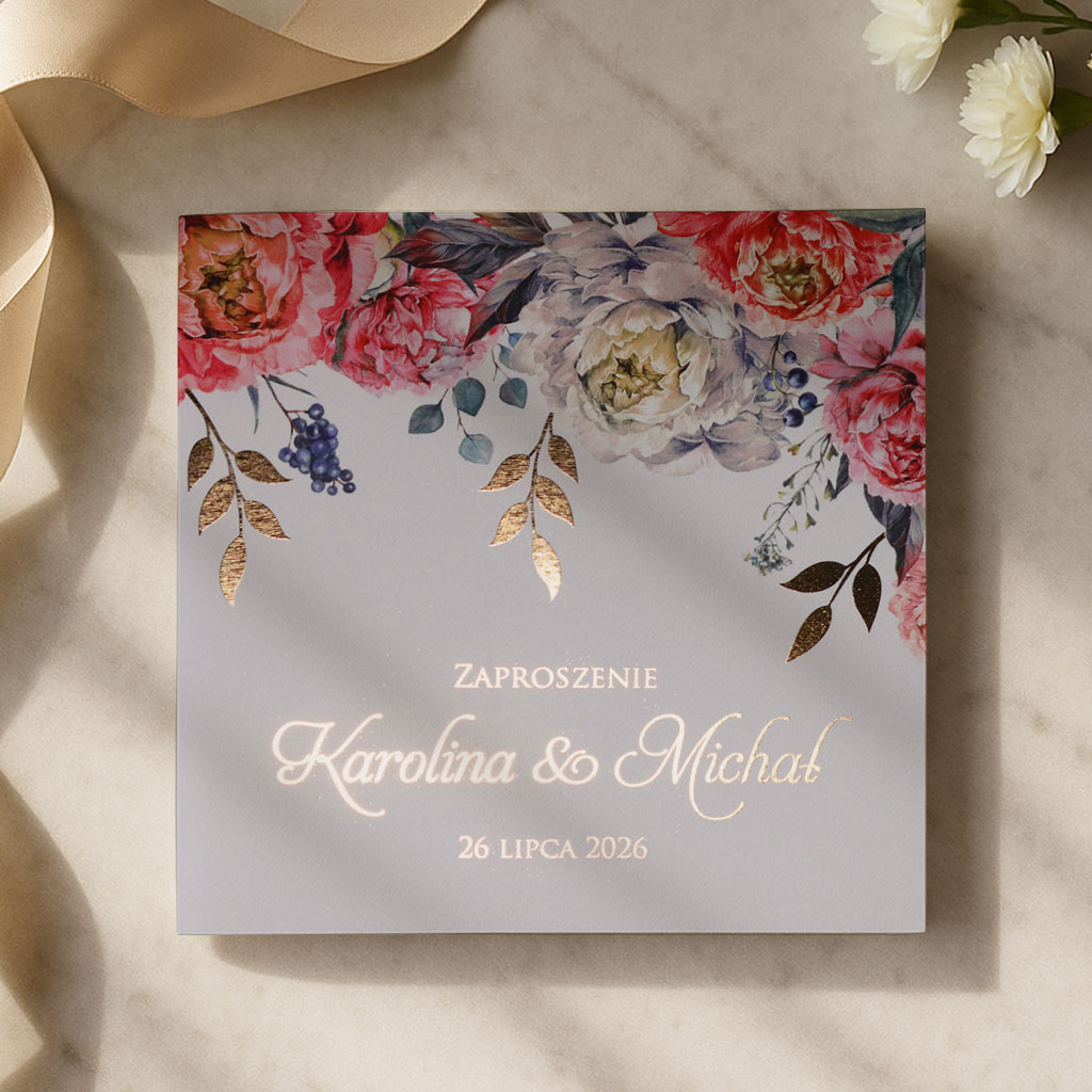 Złocone zaproszenia Ślubne - Elza9