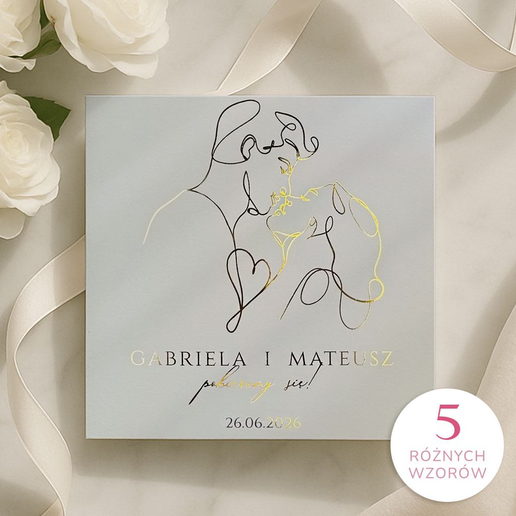 Złocone zaproszenia Ślubne - Freja