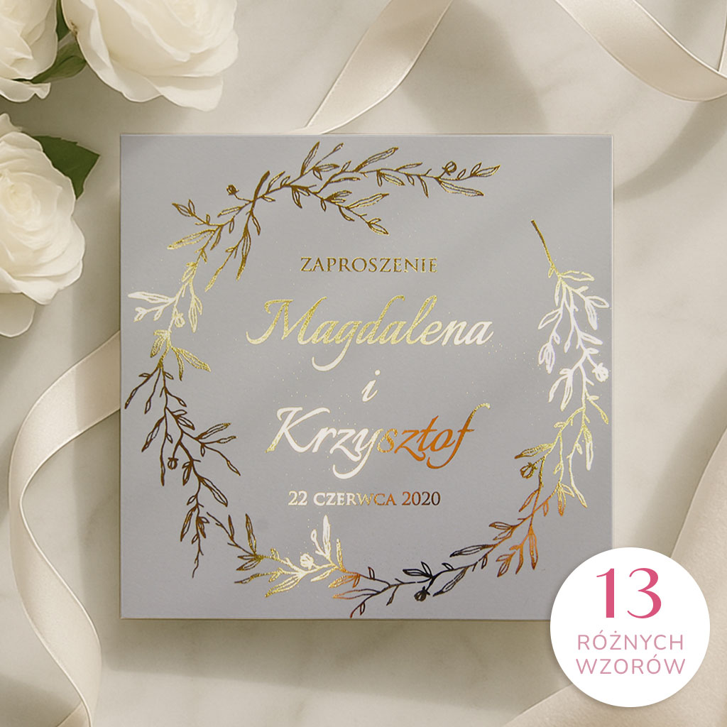 Złocone zaproszenia Ślubne - Ofelia2