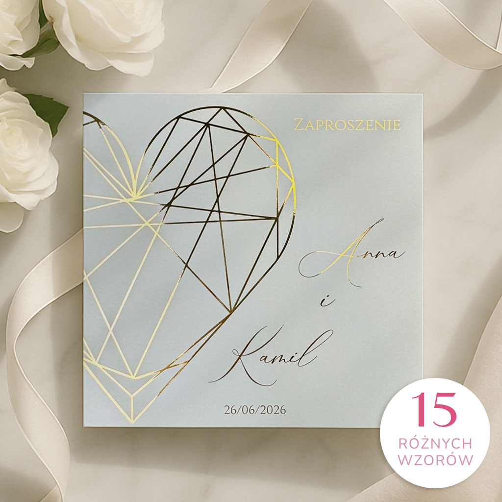 Złocone zaproszenia Ślubne - Ofelia3
