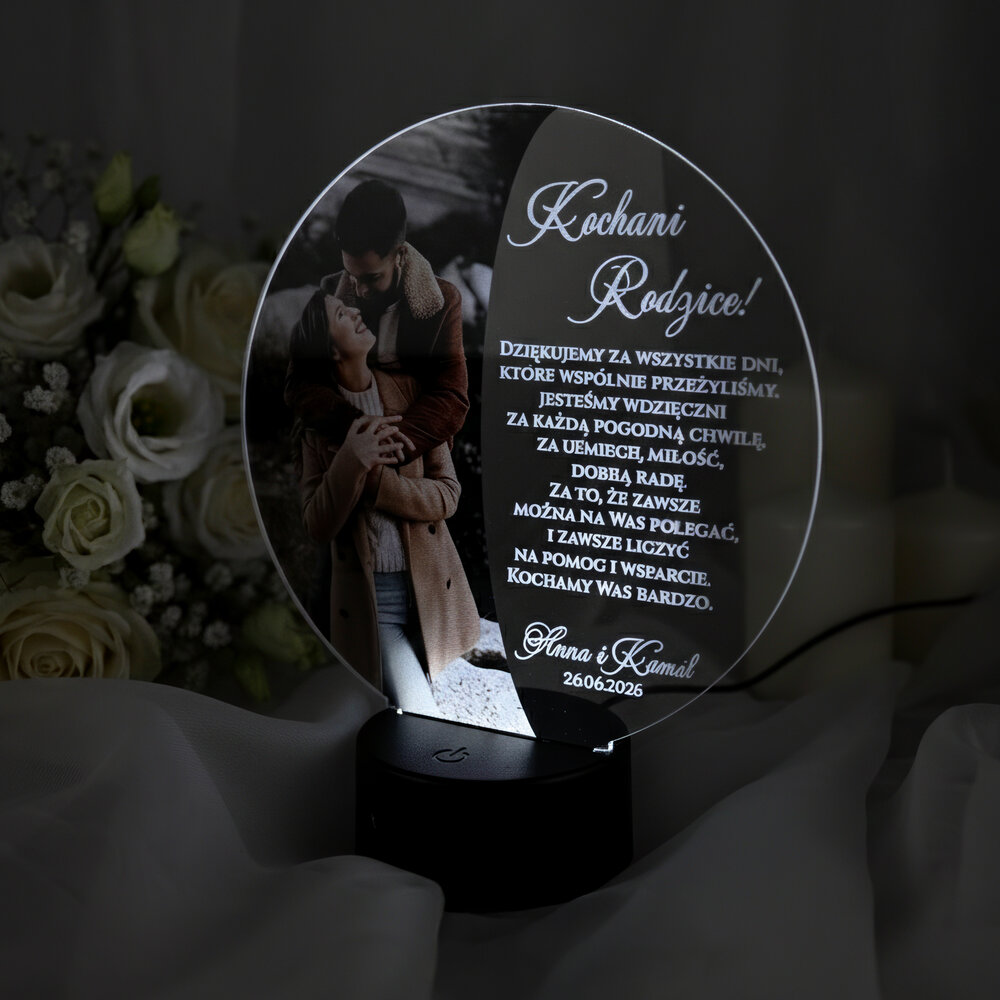 Podświetlane podziękowania dla Rodziców