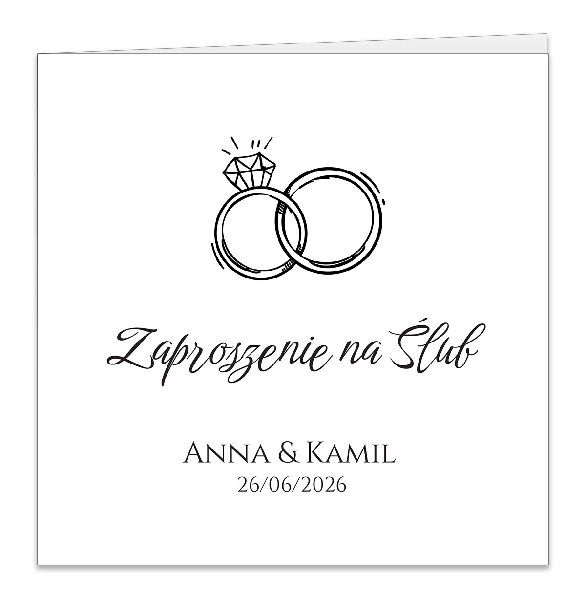 Złocone zaproszenia ślubne Ofelia