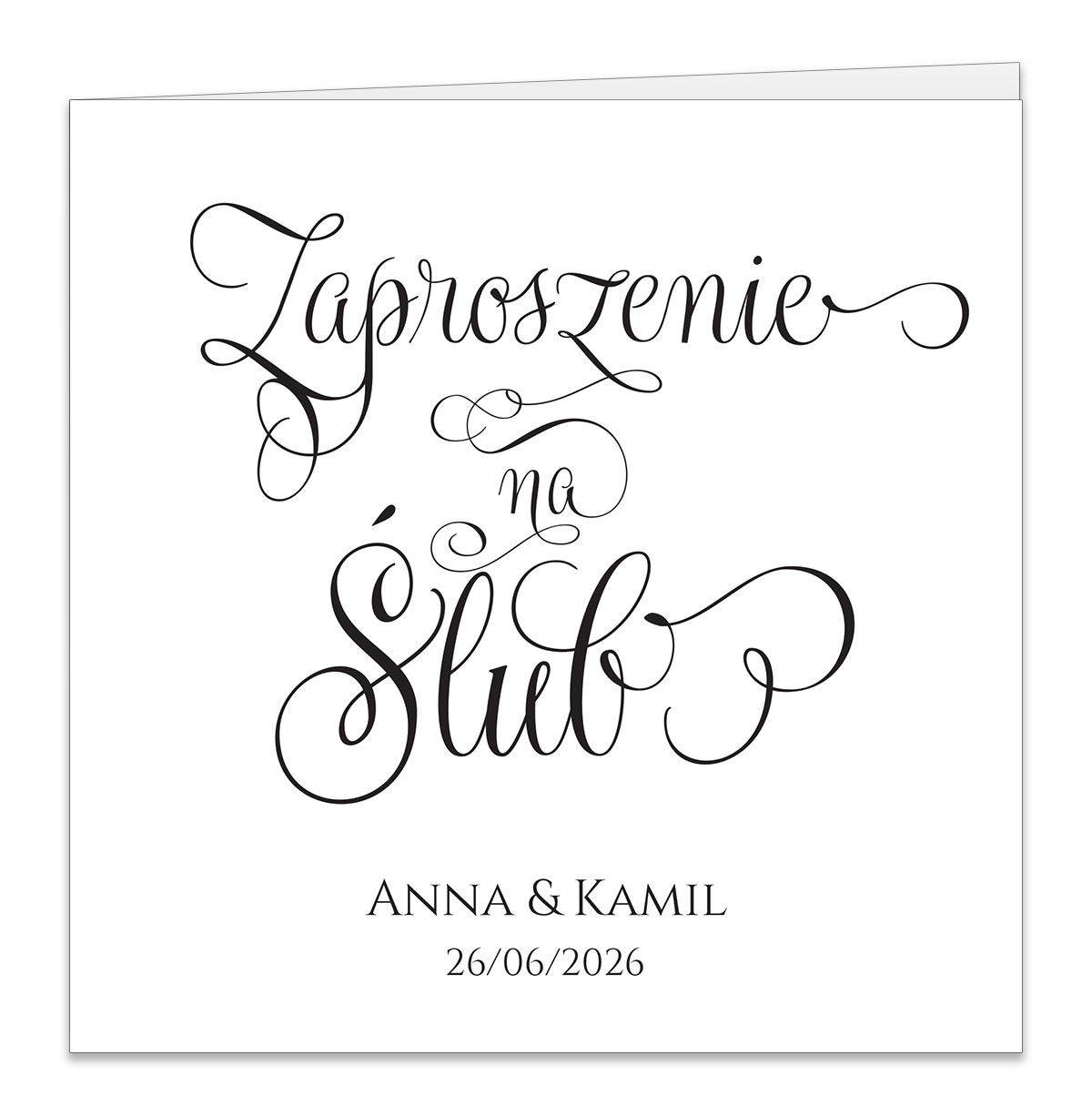 Złocone zaproszenia ślubne Ofelia