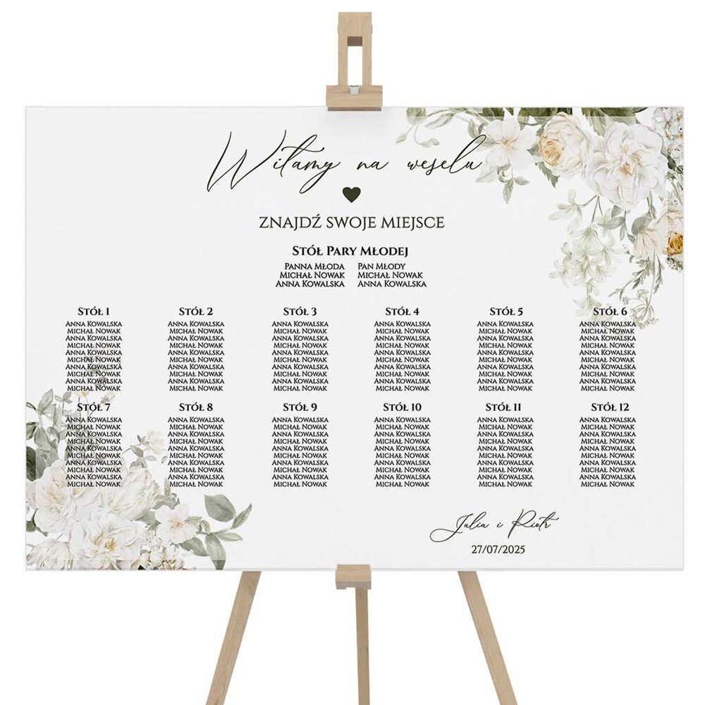 Plan stołów weselny Tablica na wesele 60x90cm - Eliza 1