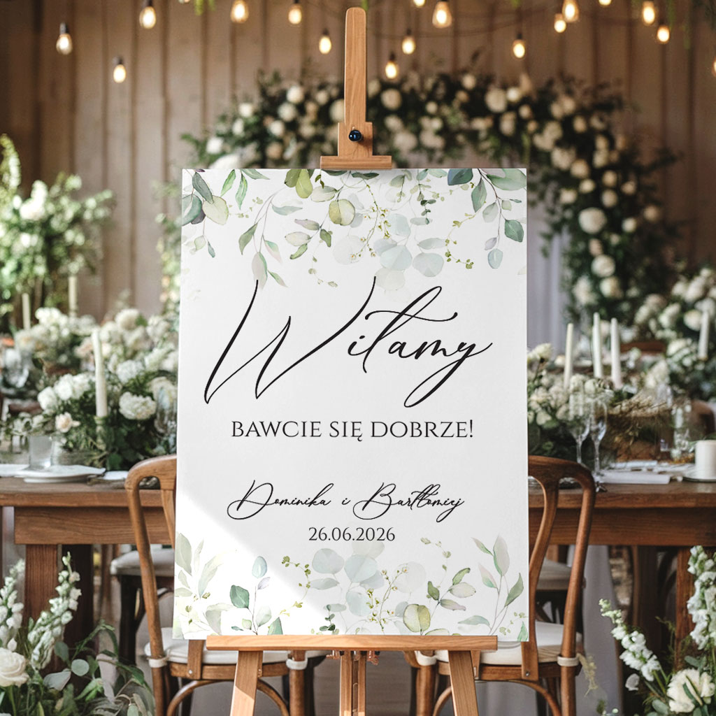 Tablica powitalna 50x70cm PION - Eukaliptus