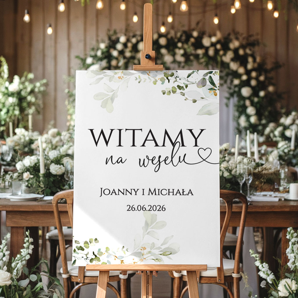 Tablica powitalna 50x70cm PION - Eukaliptus