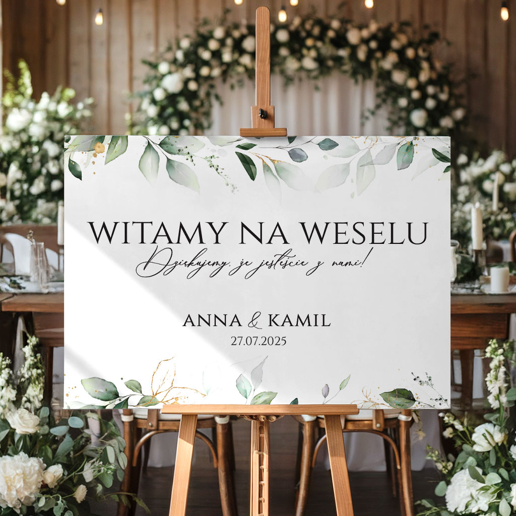 Tablica powitalna 50x70cm POZIOM - Eukaliptus