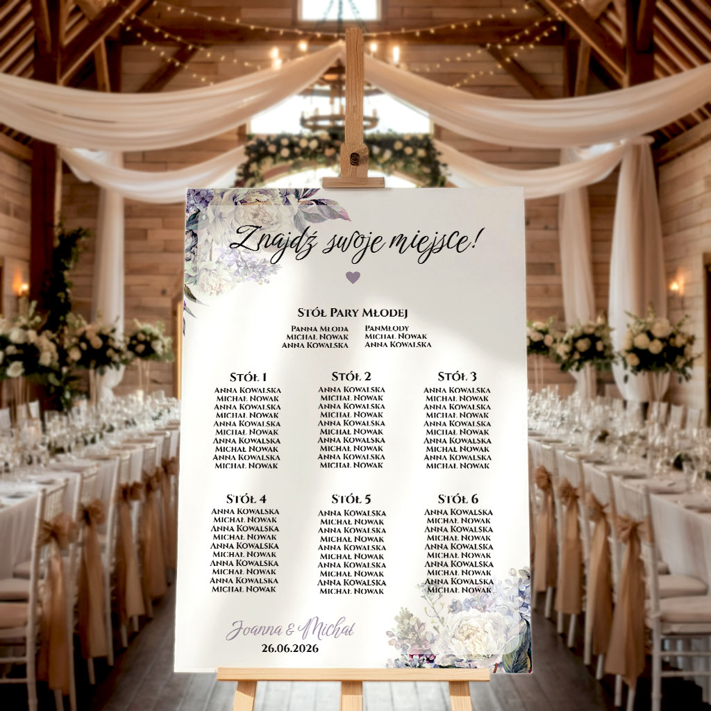 Tablica z usadzeniem gości 50x70cm PION - Megan