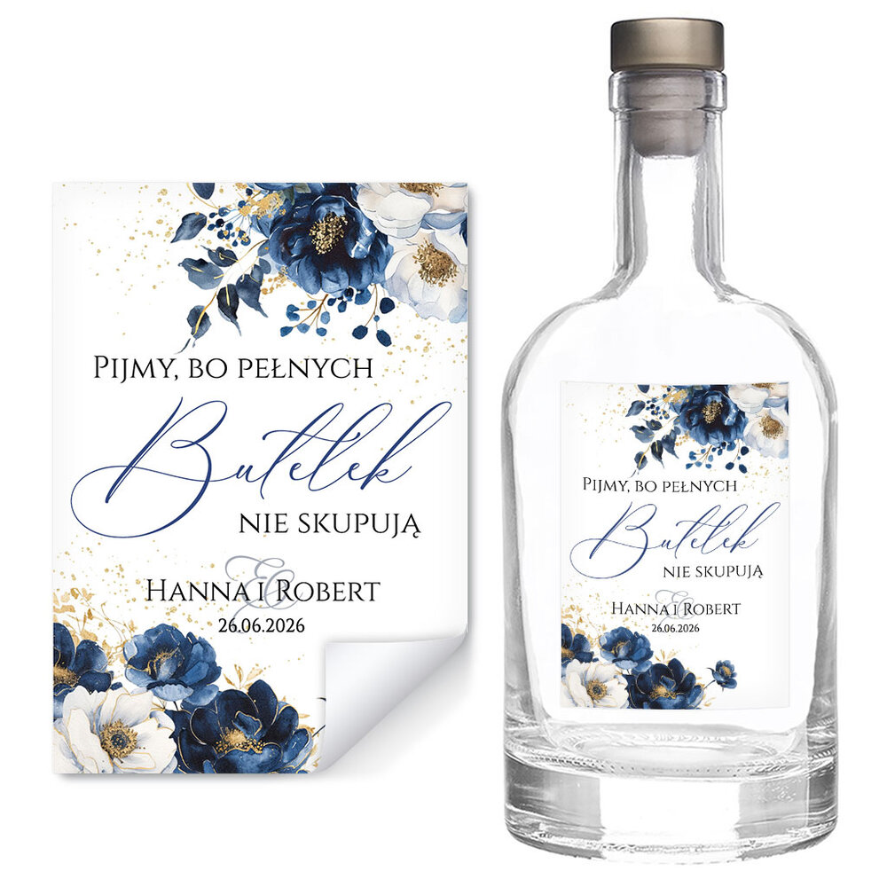 Naklejki na wódkę weselną 8szt - Dafne2