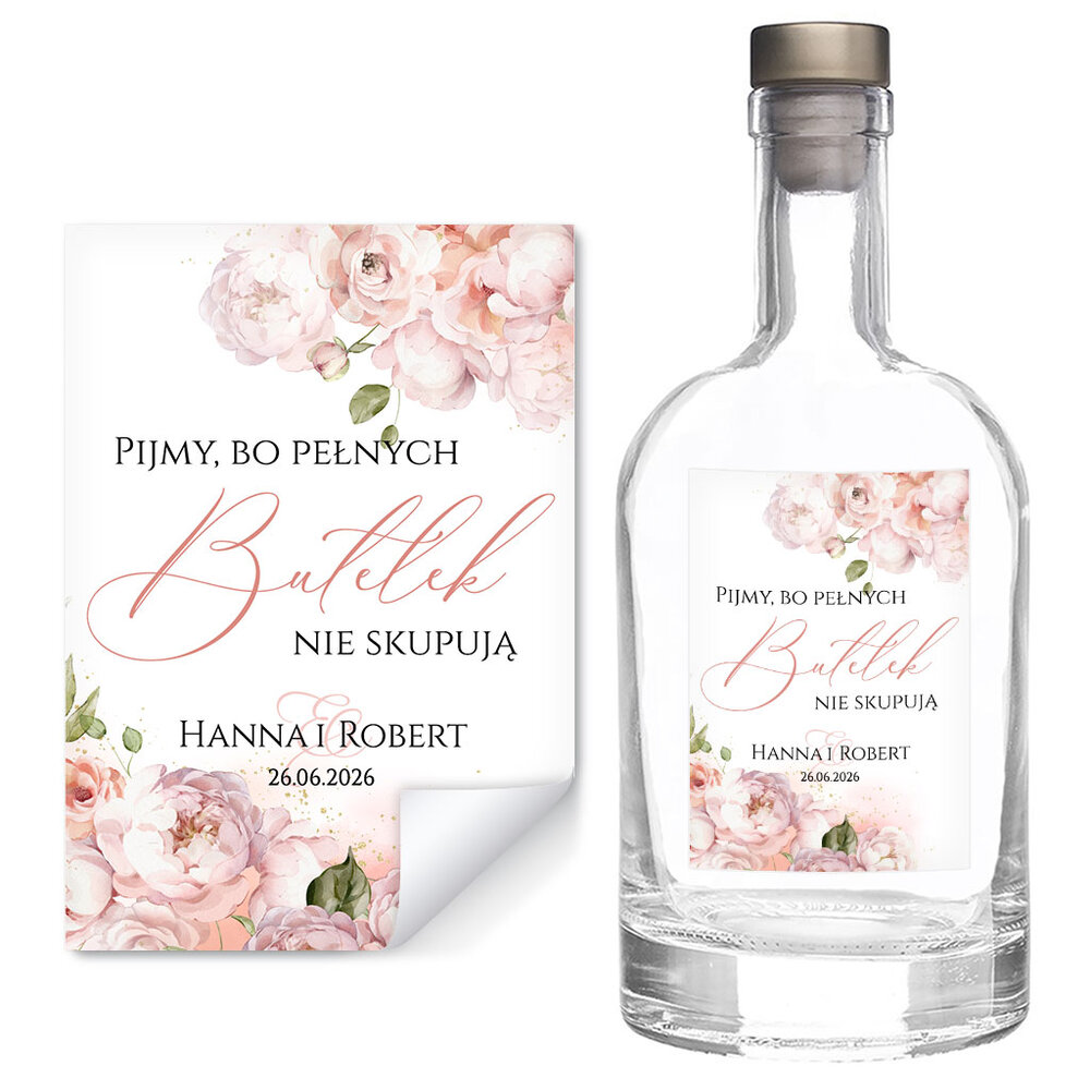 Naklejki na wódkę weselną 8szt - Dafne2