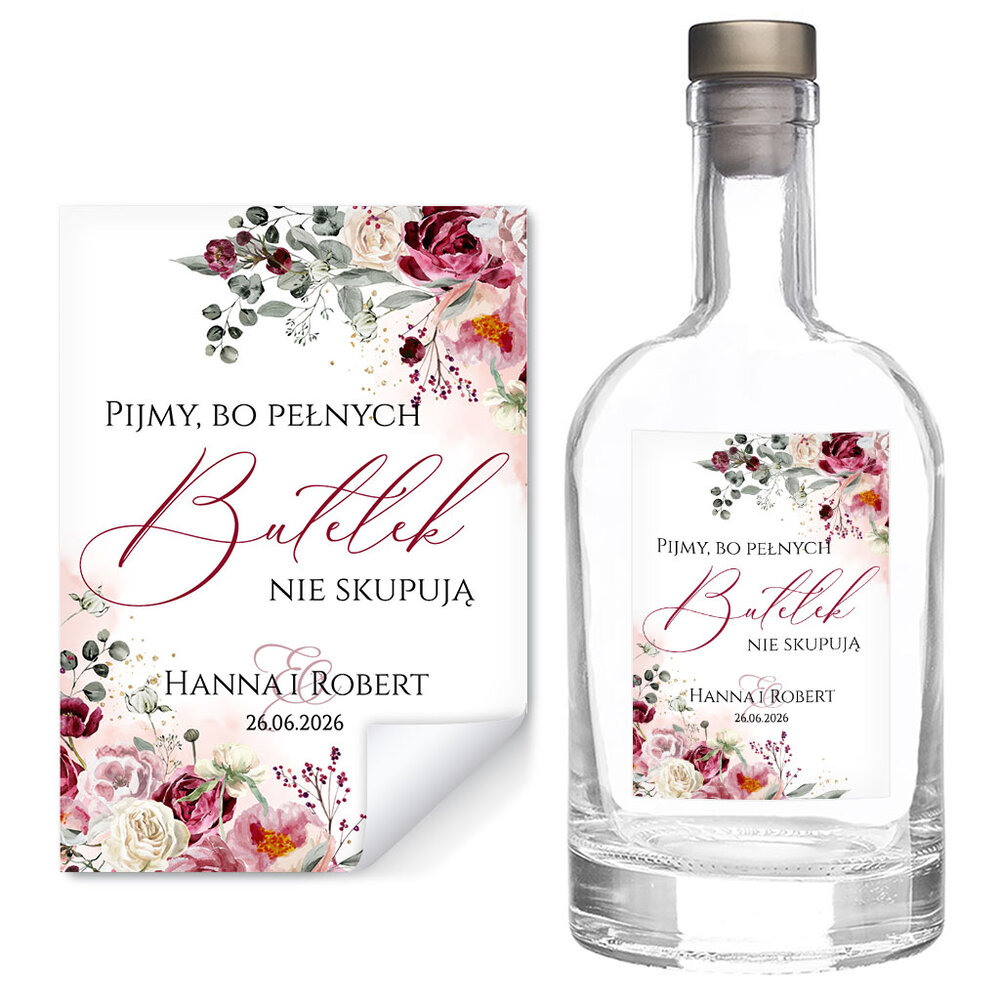 Naklejki na wódkę weselną 8szt - Dafne2