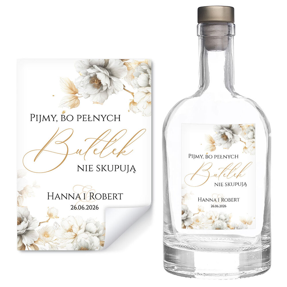 Naklejki na wódkę weselną 8szt - Dafne2