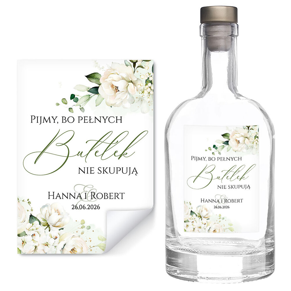 Naklejki na wódkę weselną 8szt - Dafne2