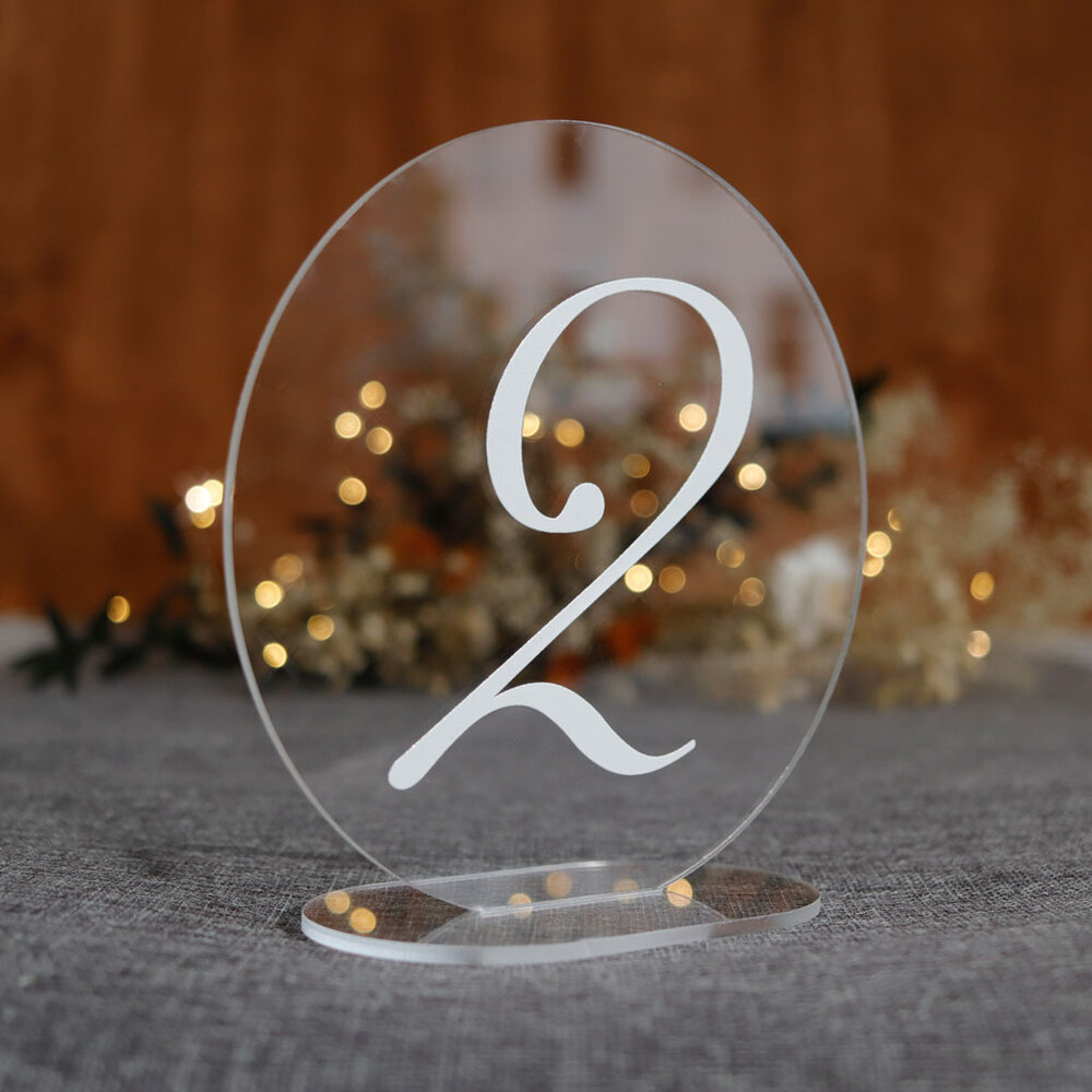 Numerki na stół z pleksi - okrągłe 3