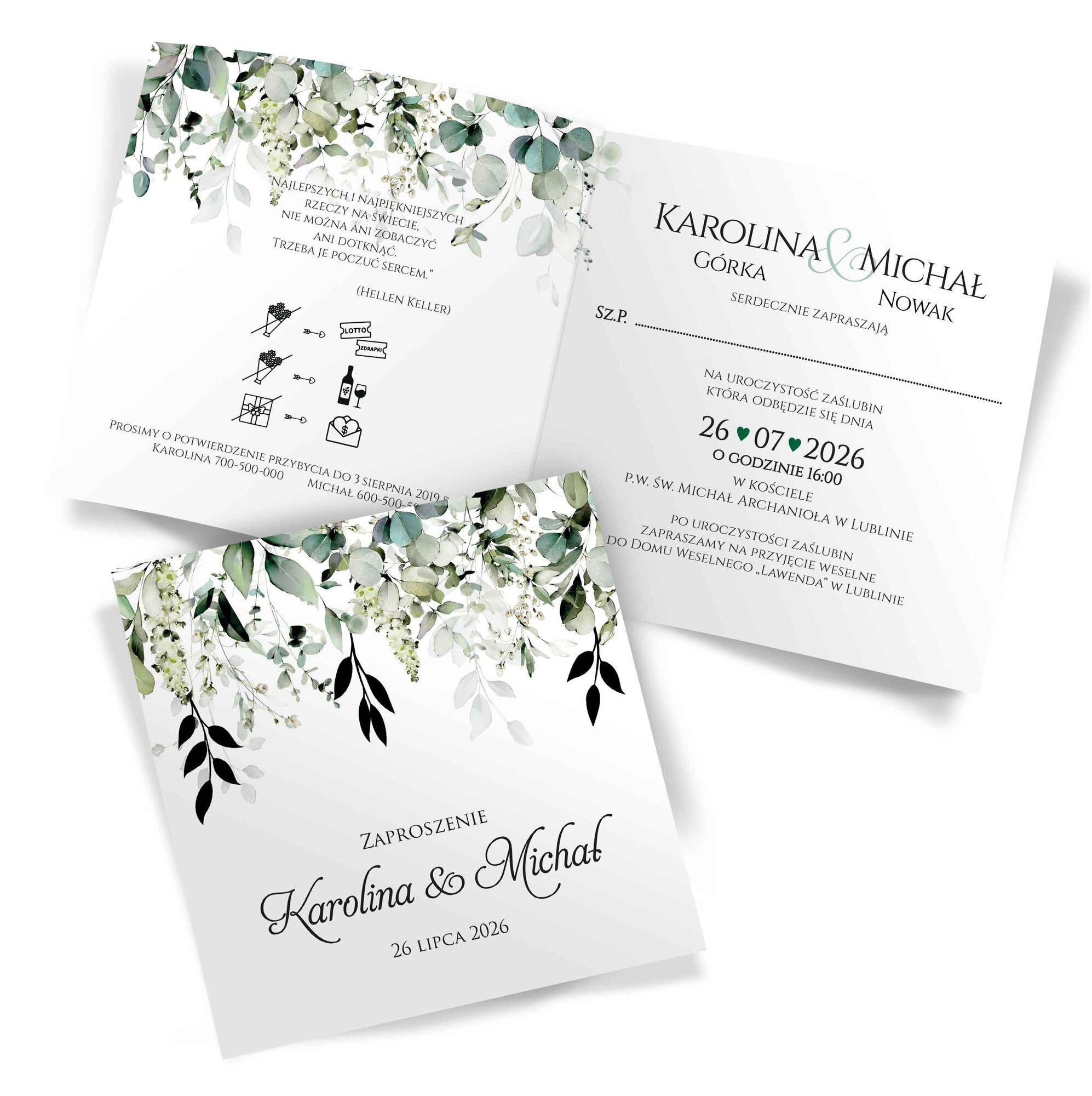 Próbki Złocone Zaproszenia Elza